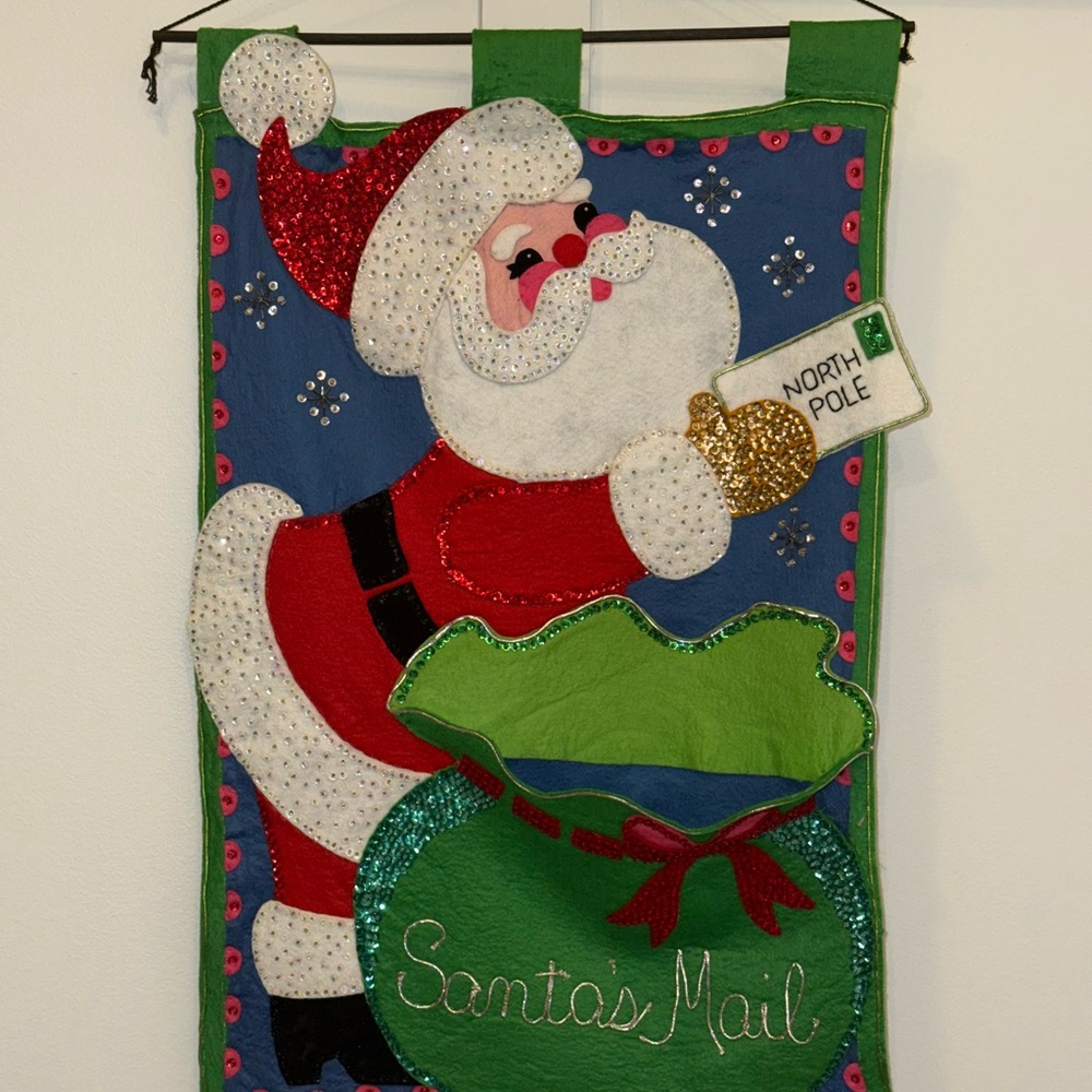 Bucilla Christmas SANTA Panel Wall Hanging SANTAS MAIL Large Vintage COMPLETE